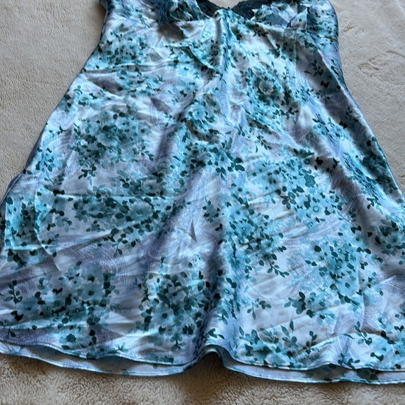 Secret Treasures Blue Floral Satin Slip Dress | Y2K Lingerie Aesthetic | Size L - Picture 4 of 6